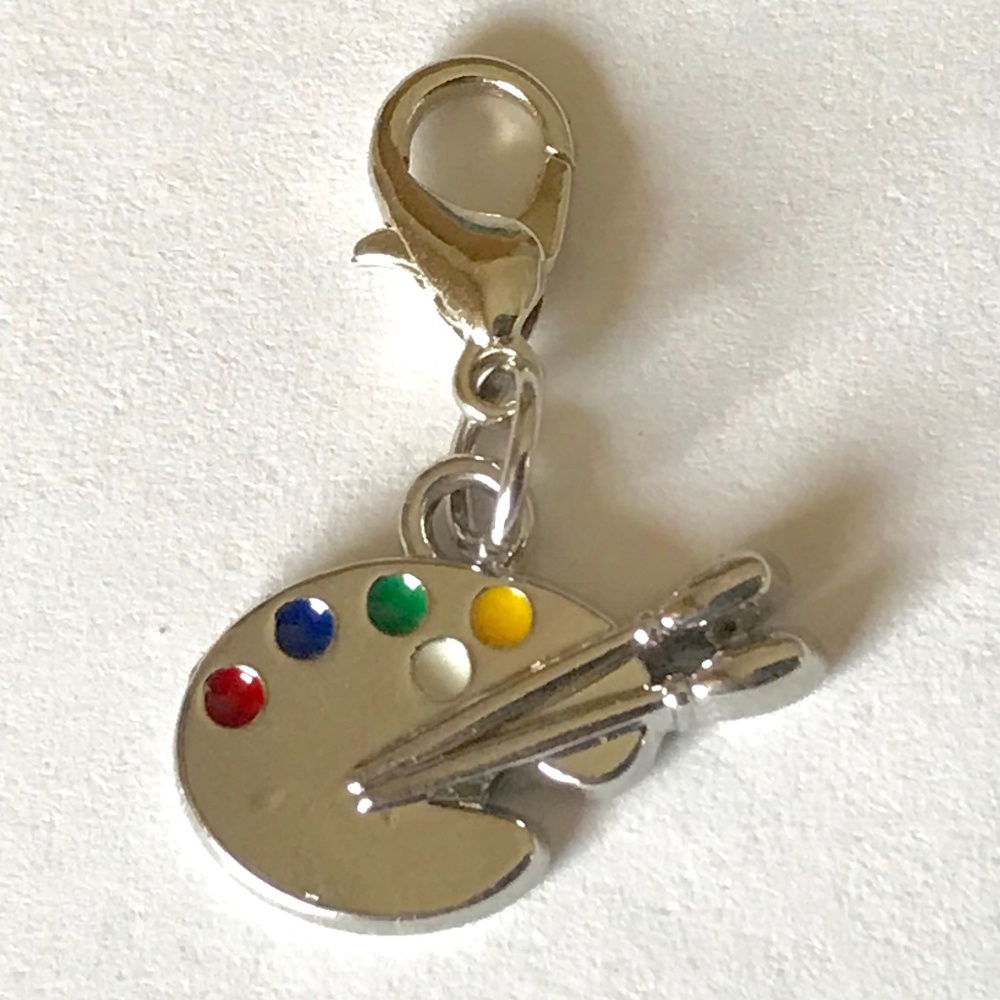 Artist Art Palette Charm for Bracelet Clip On Silver Plated Graduation Gift